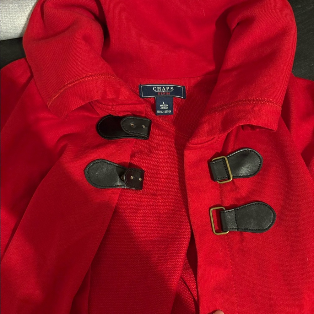 Chaps Ralph Lauren Vintage Women's Red Equestrian Toggle Sweater Coat - Picture 2 of 2